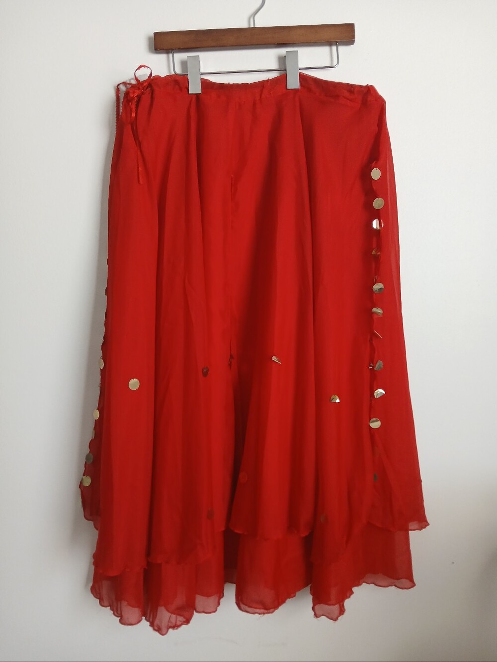 Boho Red Skirt One Size Gypsy Belly Dancer